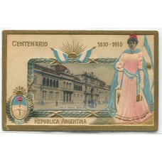 CENTENARIO 1810 - 1910 PATRIOTICA ANTIGUA TARJETA POSTAL CON RELIEVE CASA DE GOBIERNO